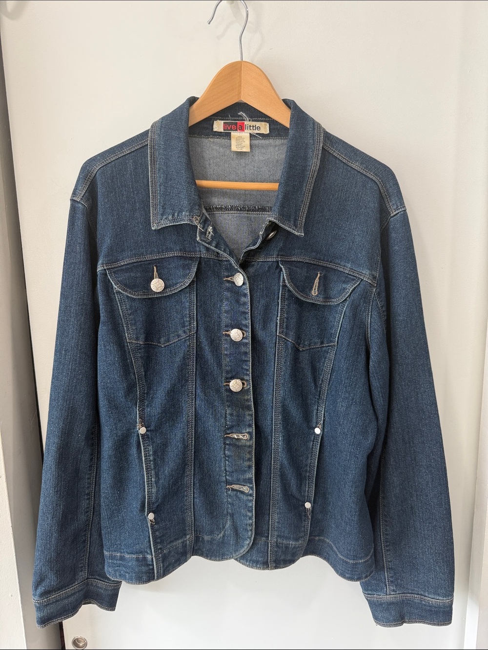 Live a Little Indigo Denim Jacket with Silver Buttons